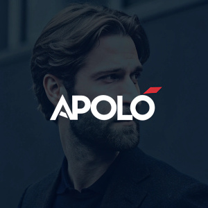 Modern, sleek logo design featuring the word 'Apolo' in bold, minimalist font against a dark, sleek background.