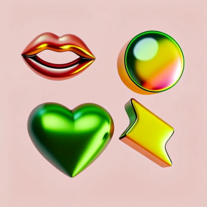 3d plastic collection lips, heart, bubble chats