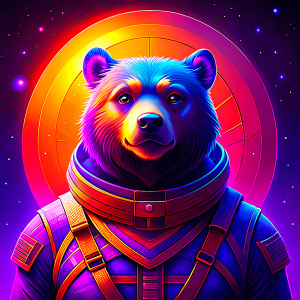 realistic grizzly astronaut in the space, the style of retrofuturism.

