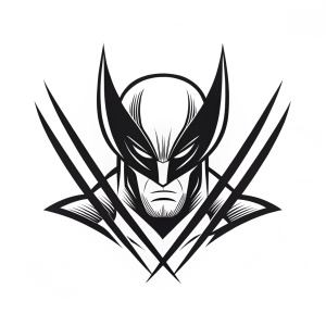 A minimalist black and white Wolverine logo, designed as a sleek line art sketch.