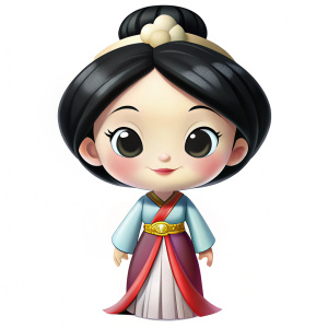Princess mulan, cute image, cartoon, high quality, white background, transparent background 