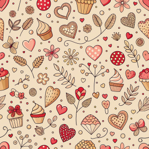 valentine day minimalist doodles for seamless pattern tile, light background