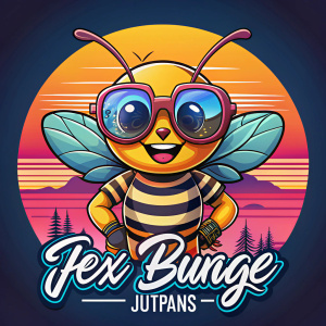 Vibrant, retro 4k vector illustration of a cute anthropomorphic bee wearing sunglasses 
and a vintage t-shirt featuring a sunset. The bee is smiling and striking a cool pose. 
The background is transparent and features stunning graffiti-style typography, 
proclaiming "J'peux pas, j'ai butinage" in a fun vintage font. 
The design is enhanced by a 3D rendering effect and features a bright, energetic color palette, 
perfect for celebrating this special day., typography, 3d rendering, vibrant, graff