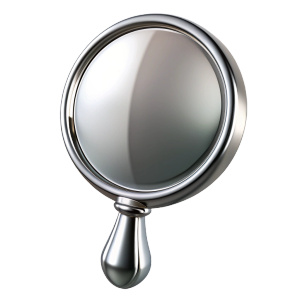 3d chrome metal texture silver mirror on handle front view
