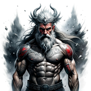 Nordic God Tyr - perfect realistic art, high-definition grey and black, white background tattoo design