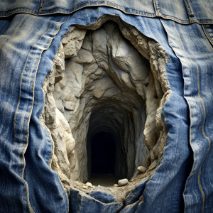 a cave inside a jeans pocket