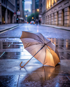 
monochromatic umbrella on the street