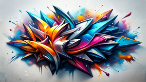 3D graffiti wildstyle on white paper, perfect composition, dynamic and aesthetic, 3D color effects, edgy and modern, ""COPY""