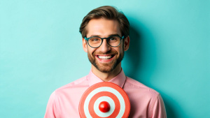 Cute, smiling guy, Tender,  with Bullseye