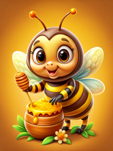  a cute bee clipart, with honey