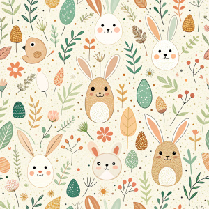 easter minimalist doodles seamless pattern tile, white ground