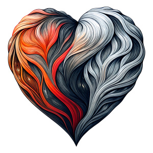 Style stickers. Create a heart shape with clean lines and smooth .Experiment with negative space to create an additional shape within the heart. Apply a subtle gradient to the heart symbol for a modern touch. Black and red only. White background, No Background, vector, 8K.