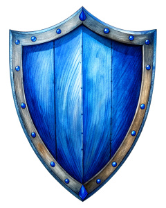 blue knight shield, white background