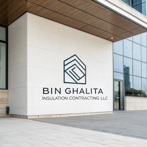 The Bin Ghalita Insulation Contracting LLC logo, a sleek and modern design featuring a stylized letter on a clean white background.