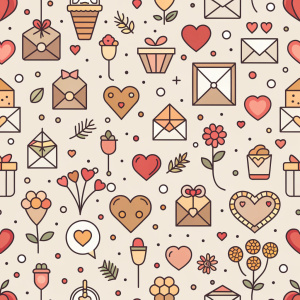 valentine day minimalist doodles for seamless pattern tile, light background