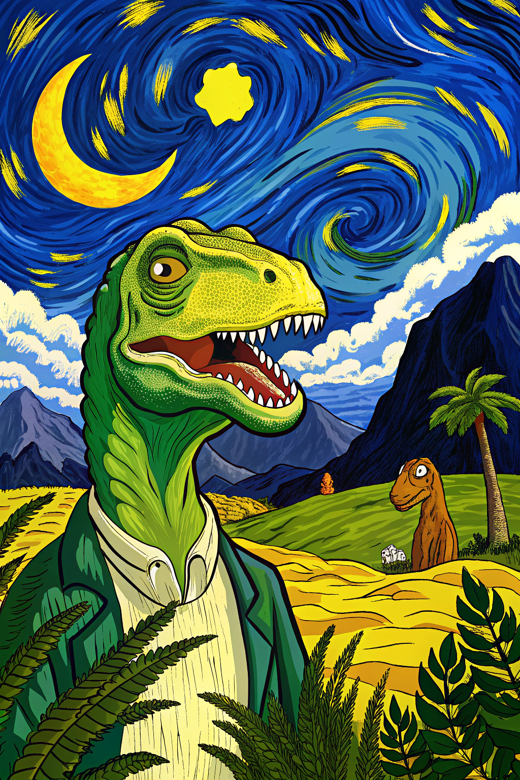 jurassic park drawn by van gogh - Recraft