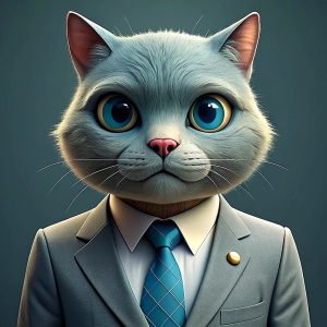 Draw a cat in a suit.