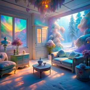 pastel iridescence  night romantic  real floral print antique livingroom furniture close Holographic glossy Bioluminescent made of  glass magic room flowers print in ice cube room made of glass  heavy snowy room  colorful furniture frozen  ultra iridescence   intense frozen heavy snowy ultra sagging room colorful furniture frozen in ice molds 
 masterpiece  dreamland PRISM Effect antique furnitures a lot of snows  ultra intense crystal effect ultra glitter Photoshop Photo Manipulation