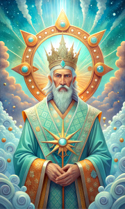 Tarot card, the emperor is a man with crown