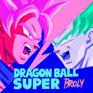 Official poster for Dragon Ball Super: Broly. Featuring Goku and Vegeta in fierce battle pose. Bold colors, dynamic lines, and intense expressions. Promotional material for animated film.