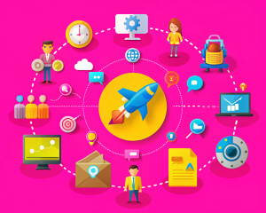 Infographic showing different affiliate marketing strategies, like content creation and social media.