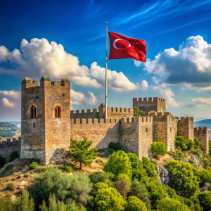 çankırı kalesi ve türk bayrağı