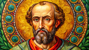 portrait,saint john chrysostom,   very vibrant colors, old testament, concept art, style of Leonardo da Vinci