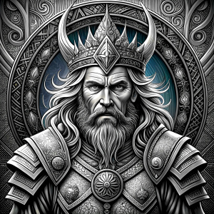 Nordic Surt - Ruler of Muspellsheim - perfect realistic art, high-definition grey and black, white background tattoo design