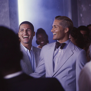 Nole Marin and Jay Manuel attending the GLAAD Media Awards. They both have smiles on their faces and are dressed in formal attire.