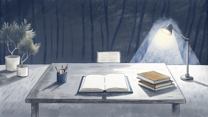 background of someone studying