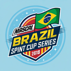 The NASCAR Brazil Sprint Cup Series logo. Bright, vibrant colors against a light blue backdrop.