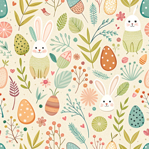 easter minimalist doodles seamless pattern tile, white ground