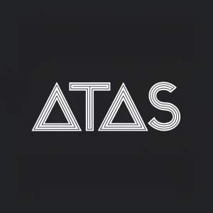 A sleek, modern logo featuring the word 'ATAS' in a minimalist sans-serif font. The letters are constructed from thin, intersecting lines on a solid black background. The text appears in a lighter, contrasting shade of grey, creating a clean and contemporary look.