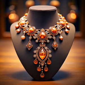  beautiful and luxury necklace on jewelry stand neck
