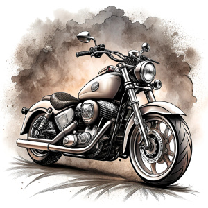 motorcycle biker tattoo design - perfect realistic art - high-definition - grey and black - white background 