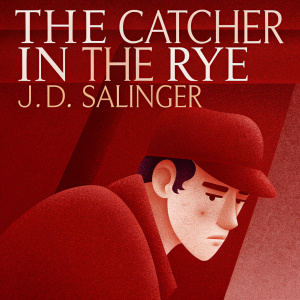 Cover art for 'The Catcher in the Rye' by J.D. Salinger. A somber portrait of a young man with a melancholic expression. The title and author's name in bold letters at the top. The artwork evokes a classic oil painting feel.