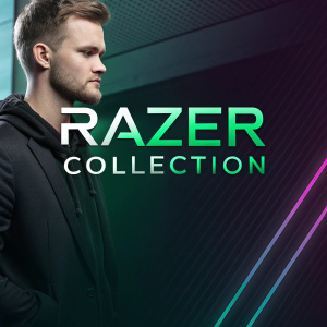 Modern digital graphic for Razer Collection. Dark background with vibrant logo. Sleek, bold text in contemporary font.