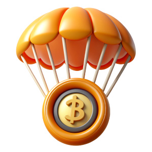 parachute with bitcoin logotype