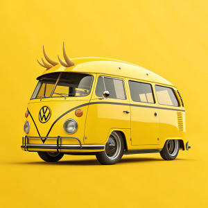Digital illustration for Maral's Furok. Bold, modern design. Yellow background, vibrant yellow color scheme.