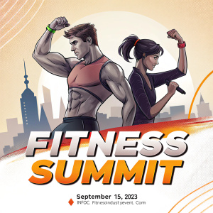 Event poster: Fitness summit featuring male bodybuilder and female athlete. Location: Mumbai, India. Date: September 15, 2023. Contact: info@fitnessindustryevent.com