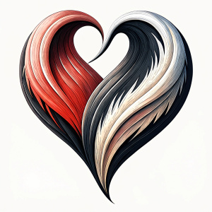 Style stickers. Create a heart shape with clean lines and smooth .Experiment with negative space to create an additional shape within the heart. Apply a subtle gradient to the heart symbol for a modern touch. Black and red only. White background, No Background, vector, 8K.