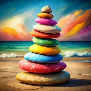 stack sandy colorful rocks