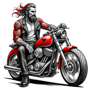 motorcycle biker tattoo design - perfect realistic art - high-definition - grey and black - white background 