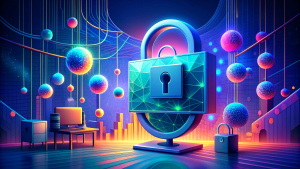 cybersecurity concept, internet security, screen with padlock