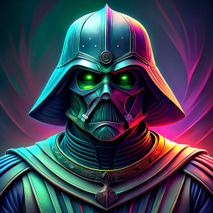 cure darth vader, dark cloth, 3d, green eyes