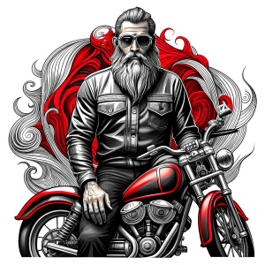 motorcycle biker tattoo design - perfect realistic art - high-definition - grey and black - white background 