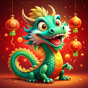 Funny cartoon dragon is a symbol of the year according to Chinese horoscope