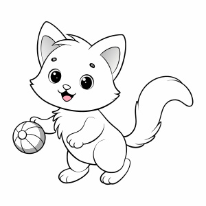 a cute kitten playing with a ball, coloring page for kids - Recraft