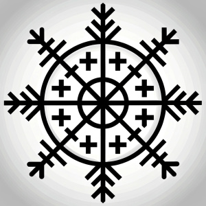 Nordic sword - pattern vegvisir symbol –  high-definition design grey and black, realistic tattoo design, white background