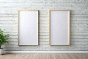 wall poster mockup, two mockup white background 